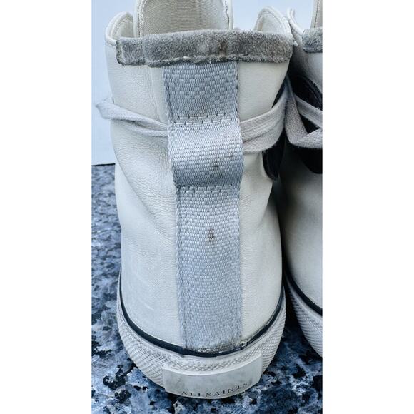 AllSaints Chalk White Leather Sneakers Hi Top Men’s Size 41 Used